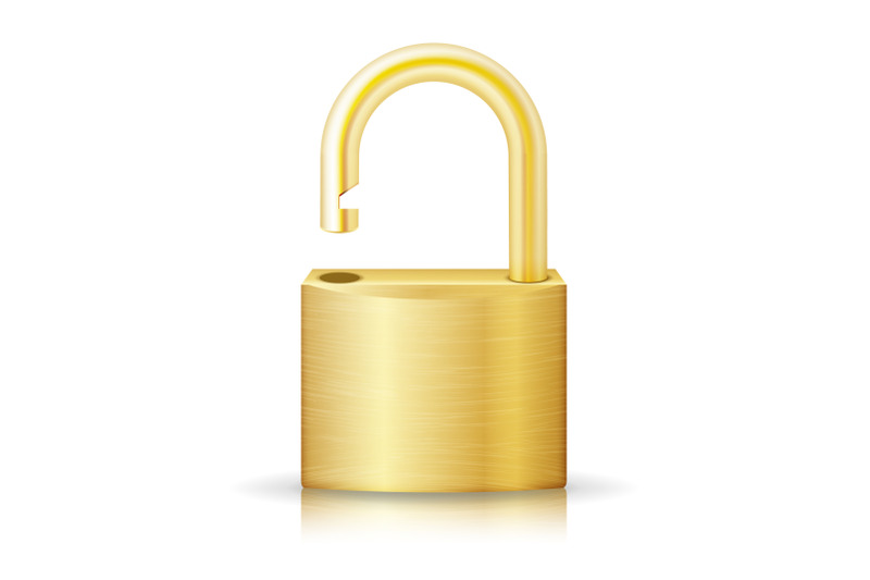 unlocked-lock-security-yellow-icon-isolated-on-white-gold-realistic-protection-privacy-sign