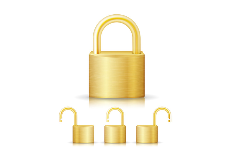 closed-lock-security-gold-set-icon-isolated-on-white-realistic-protection-privacy-sign