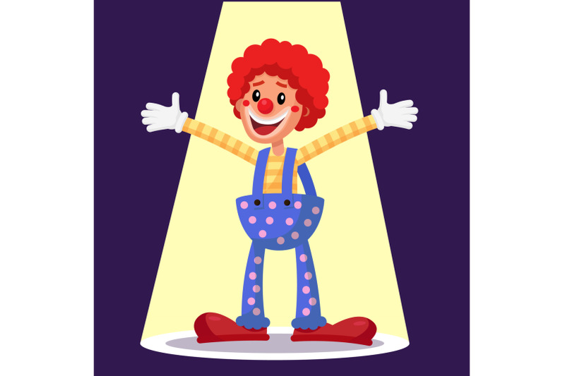 happy-clown-vector-circus-action-performer-vintage-style-isolated-flat-cartoon-character-illustration