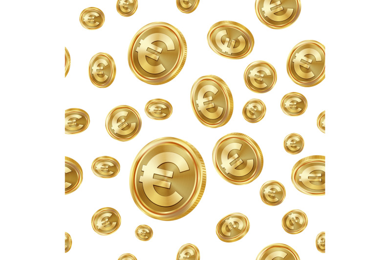 euro-seamless-pattern-vector-gold-coins-isolated-background-golden-finance-banking-texture