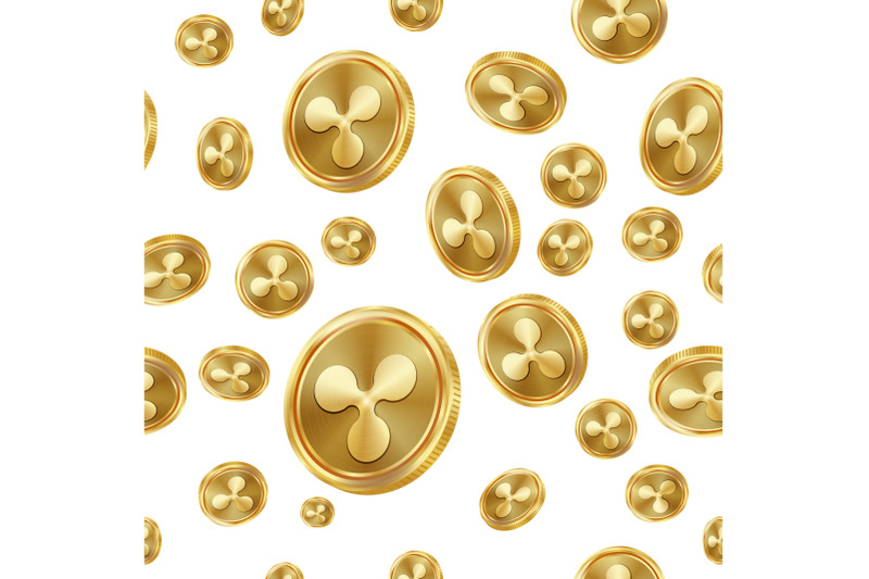 ripple-seamless-pattern-vector-gold-coins-digital-currency-fintech-blockchain-isolated-background-golden-finance-banking-texture