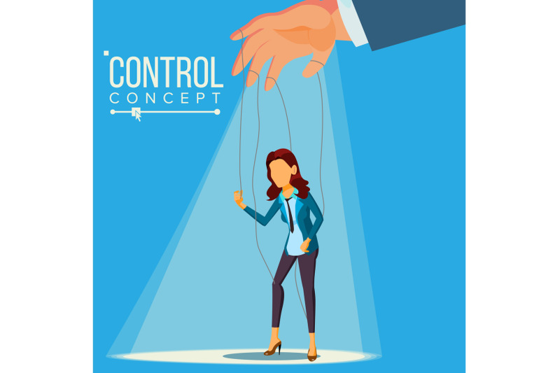 manipulation-business-woman-vector-marionette-concept-worker-on-ropes-dishonestly-under-the-influence-of-boss-unfair-cartoon-illustration