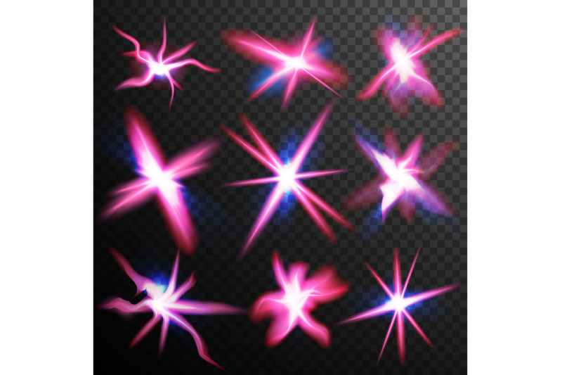 red-stars-bursts-glow-light-effect-vector-swirl-trail-effect-neon-ray-streaks-abstract-lens-flares-design-element-for-christmas-poster-technology-isolated-on-transparent-background-illustration