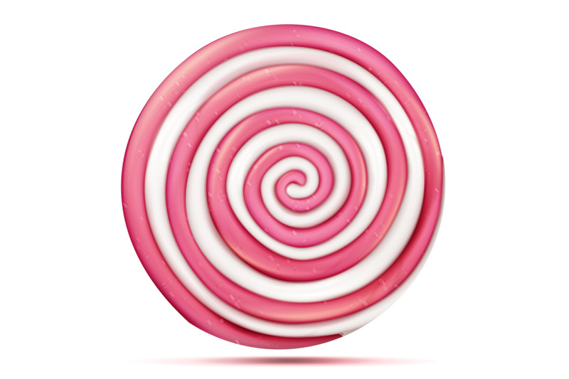 round-pink-lollipop-isolated-vector-classic-sweet-realistic-candy-abstract-spiral-illustration