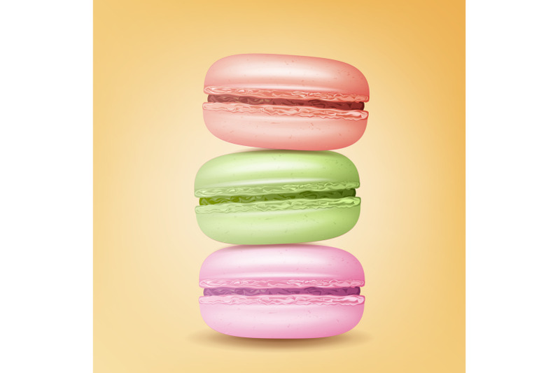 realistic-macarons-vector-sweet-french-macaroons-on-yellow-background-illustration