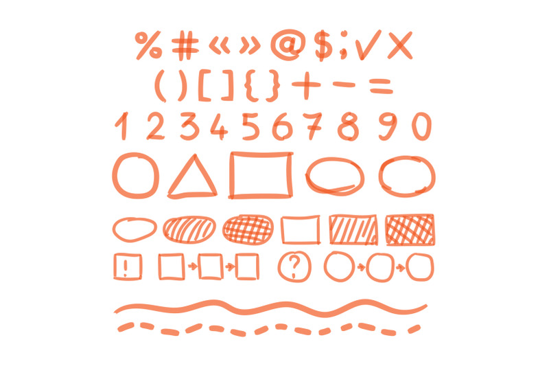 marker-hand-written-doodle-numbers-and-symbols-vector