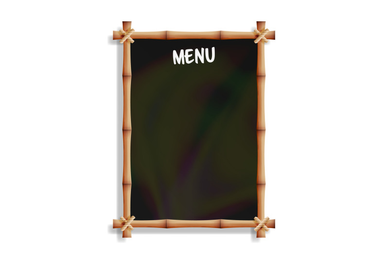 menu-board-with-bamboo-frame-isolated-on-white-background-realistic-black-chalkboard-hanging-vector-illustration