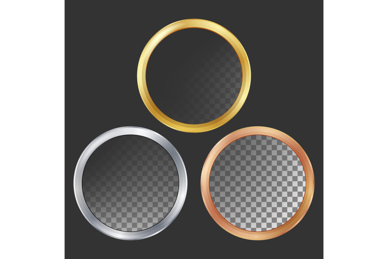 gold-silver-bronze-copper-metal-frames-vector-round-realistic-metallic-plates-illustration