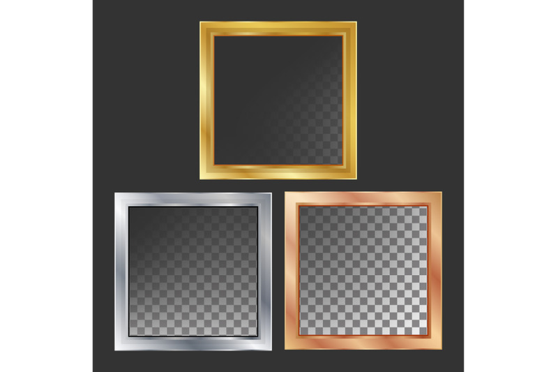 gold-silver-bronze-copper-metal-frames-vector-square-realistic-metallic-plates-illustration