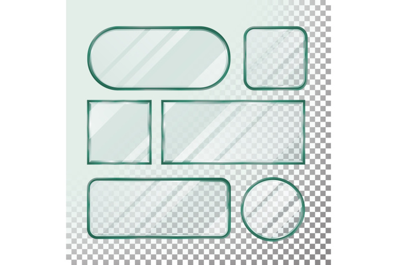 transparent-glass-button-vector-set-square-round-rectangular-shape-realistic-plates-isolated-on-transparency-background-illustration