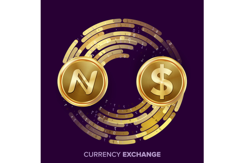 digital-currency-money-exchange-vector-namecoin-dollar-fintech-blockchain-gold-coins-with-digital-stream-cryptography-conversion-commercial-operation-business-investment-financial-illustration