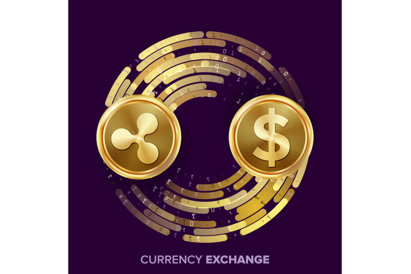 digital-currency-money-exchange-vector-ripple-coin-dollar-fintech-blockchain-gold-coins-with-digital-stream-cryptography-conversion-operation-business-investment-financial-illustration