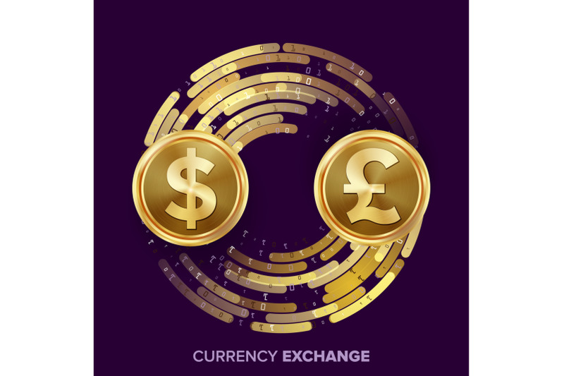 money-currency-exchange-vector-dollar-gbp-golden-coins-with-digital-stream-conversion-commercial-operation-for-business-investment-travel-financial-or-banking-concept-illustration