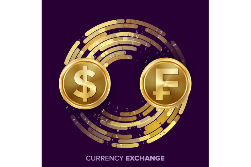 money-currency-exchange-vector-dollar-franc-golden-coins-with-digital-stream-conversion-commercial-operation-for-business-investment-travel-financial-or-banking-concept-illustration