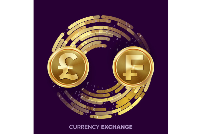 money-currency-exchange-vector-gbp-franc-golden-coins-with-digital-stream-conversion-commercial-operation-for-business-investment-travel-financial-or-banking-concept-illustration