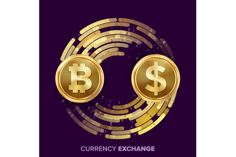 digital-currency-money-exchange-vector-bitcoin-dollar-fintech-blockchain-gold-coins-with-digital-stream-cryptography-conversion-commercial-operation-business-investment-financial-illustration