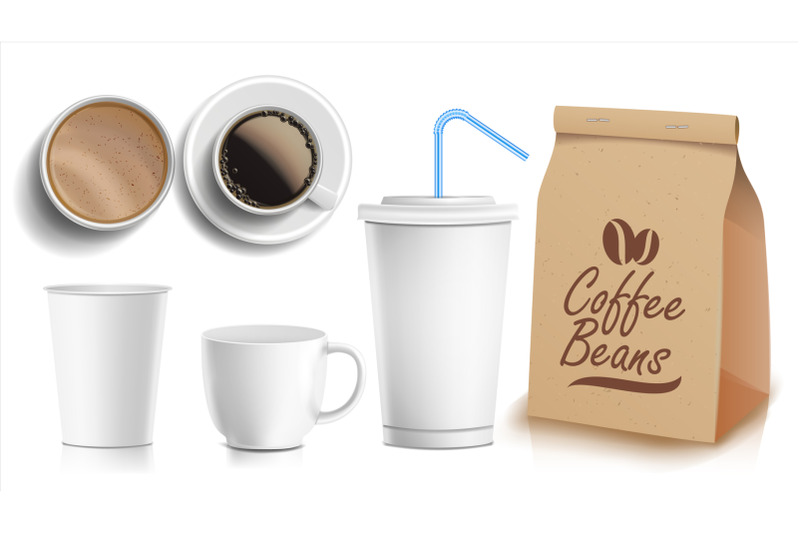 Download Coffee Packaging Design Vector. Cups Mock Up. White Coffee ...