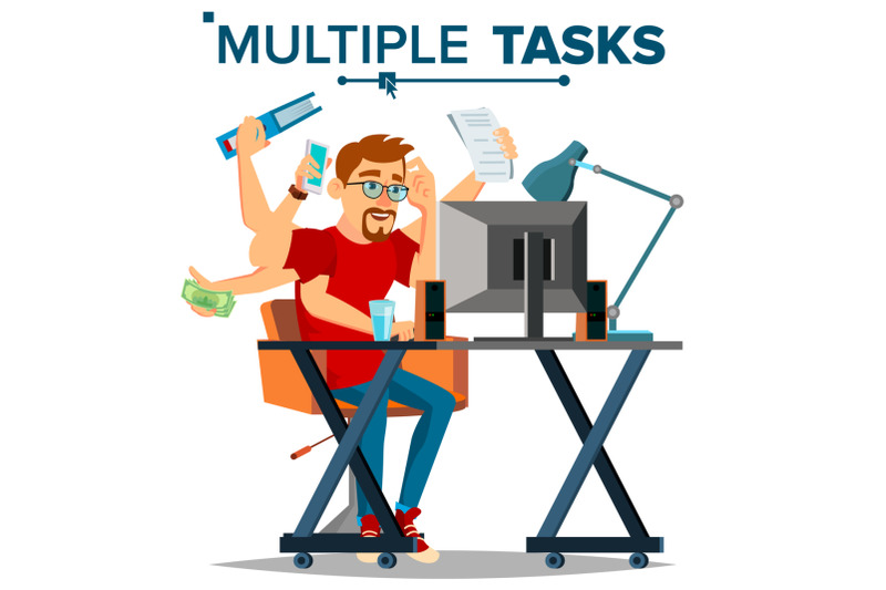 multiple-tasks-businessman-vector-many-hands-doing-tasks-simultaneously-business-strategy-flat-cartoon-illustration