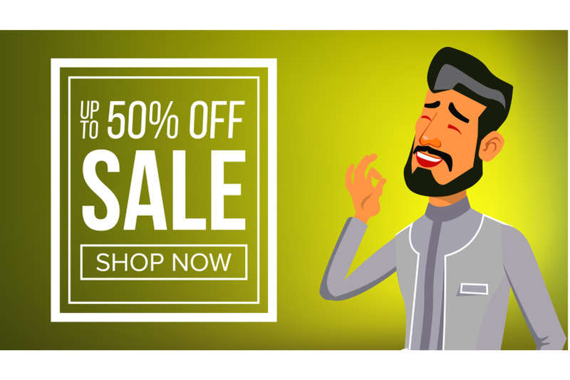 arab-man-banner-vector-traditional-national-costume-middle-eastern-for-advertising-placard-print-design-illustration