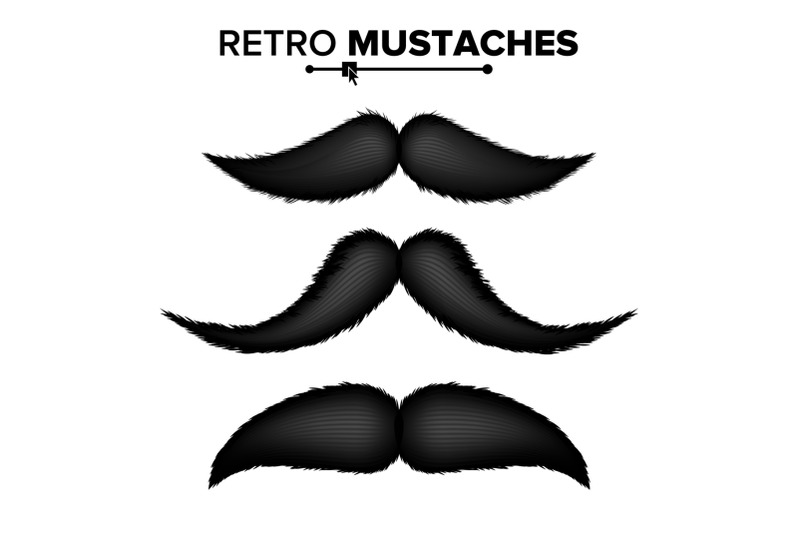 black-hair-mustaches-vector-vintage-facial-element-isolated-retro-set-illustration