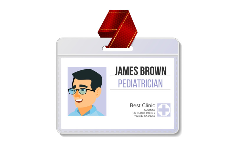 pediatrician-medical-identification-badge-vector-man-name-tag-template-medicine-health-medical-specialist-isolated-flat-cartoon-character-illustration