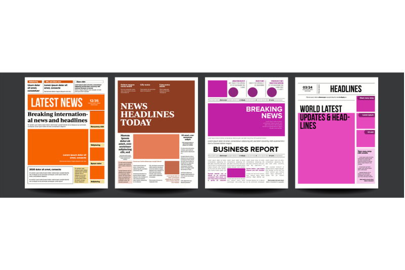 newspaper-cover-set-vector-with-text-and-images-daily-opening-news-text-articles-press-layout-magazine-mockup-template-paper-tabloid-page-article-breaking-illustration