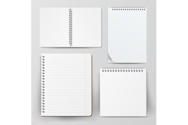 notebook-set-with-coil-spiral-vector-spiral-notepad-clean-mock-up-for-your-design-vector-illustration