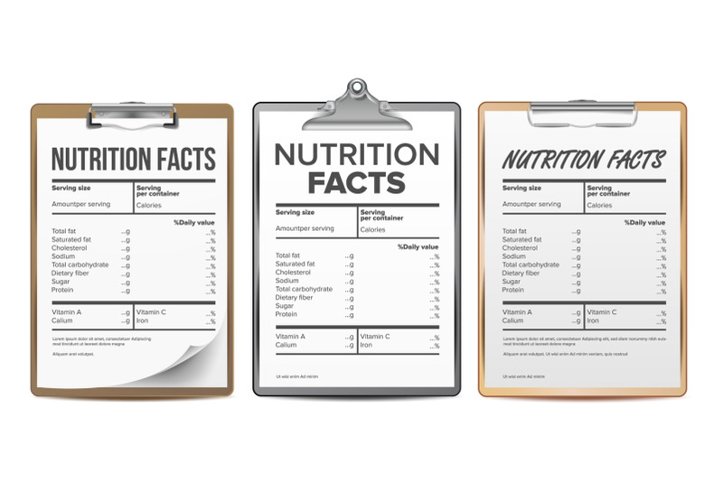 nutrition-facts-vector-blank-template-diet-calories-list-for-box-food-content-fat-information-protein-sport-grams-and-percent-guideline-ingredient-calories-illustration