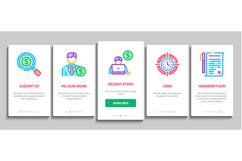 investor-financial-onboarding-elements-icons-set-vector