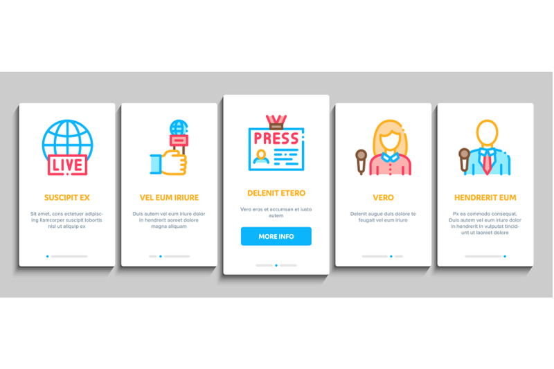 journalist-reporter-onboarding-elements-icons-set-vector