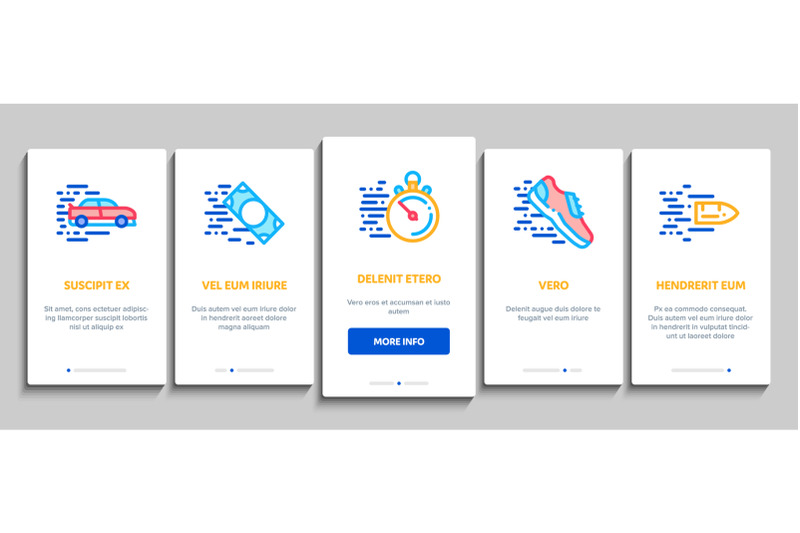 speed-fast-motion-onboarding-elements-icons-set-vector