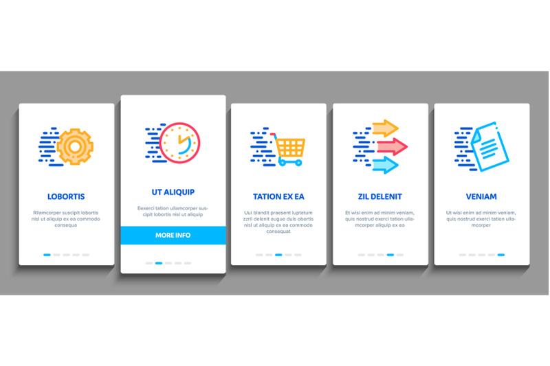 speed-fast-motion-onboarding-elements-icons-set-vector