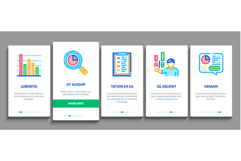 statistician-assistant-onboarding-elements-icons-set-vector