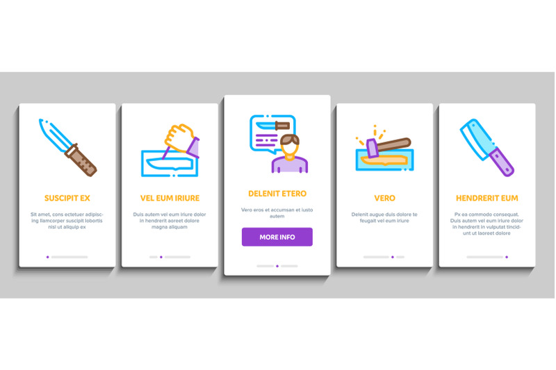 knife-making-utensil-onboarding-elements-icons-set-vector