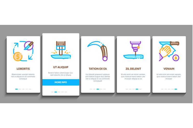 knife-making-utensil-onboarding-elements-icons-set-vector