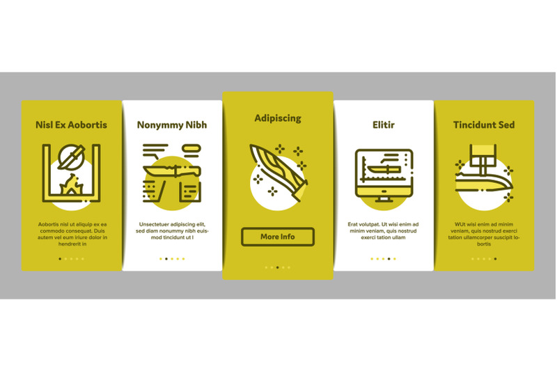 knife-making-utensil-onboarding-elements-icons-set-vector