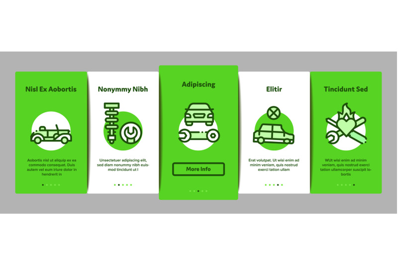 car-restoration-onboarding-elements-icons-set-vector