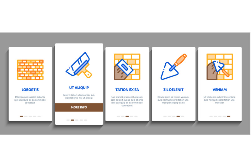 bricklayer-industry-onboarding-elements-icons-set-vector