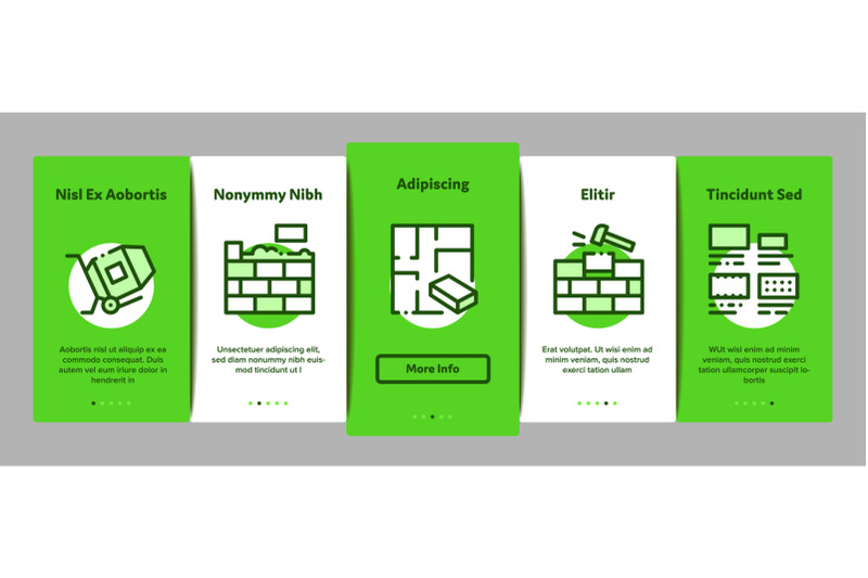 bricklayer-industry-onboarding-elements-icons-set-vector