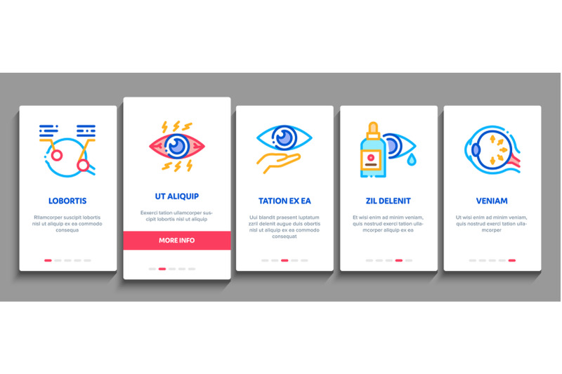 glaucoma-ophthalmology-onboarding-elements-icons-set-vector