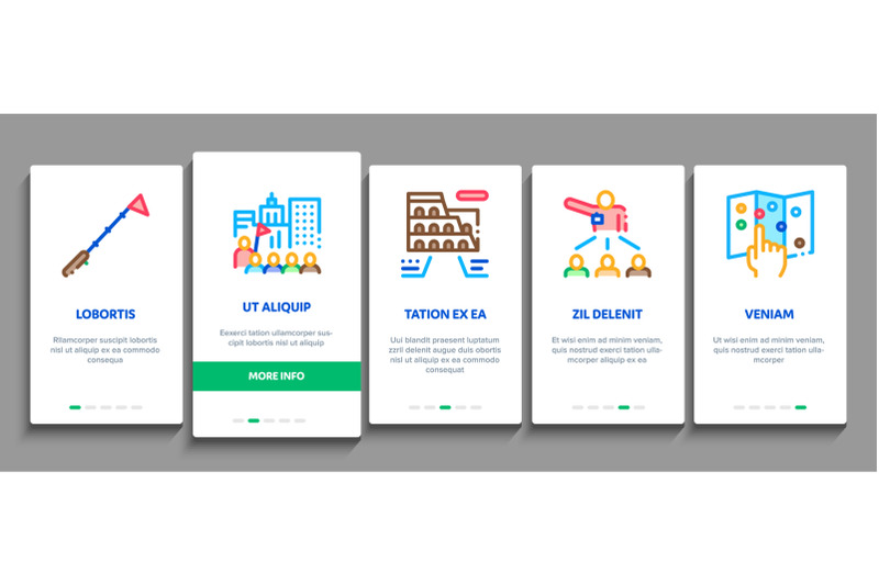 guide-lead-traveler-onboarding-elements-icons-set-vector