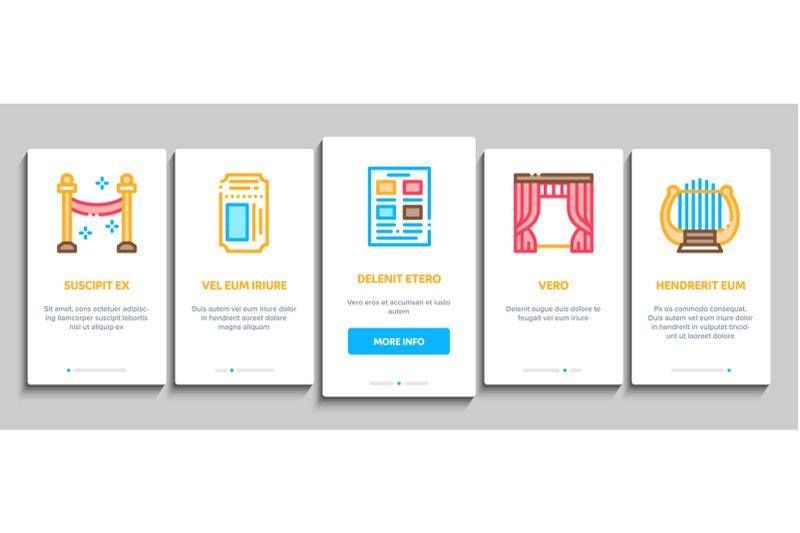 theatre-equipment-onboarding-elements-icons-set-vector