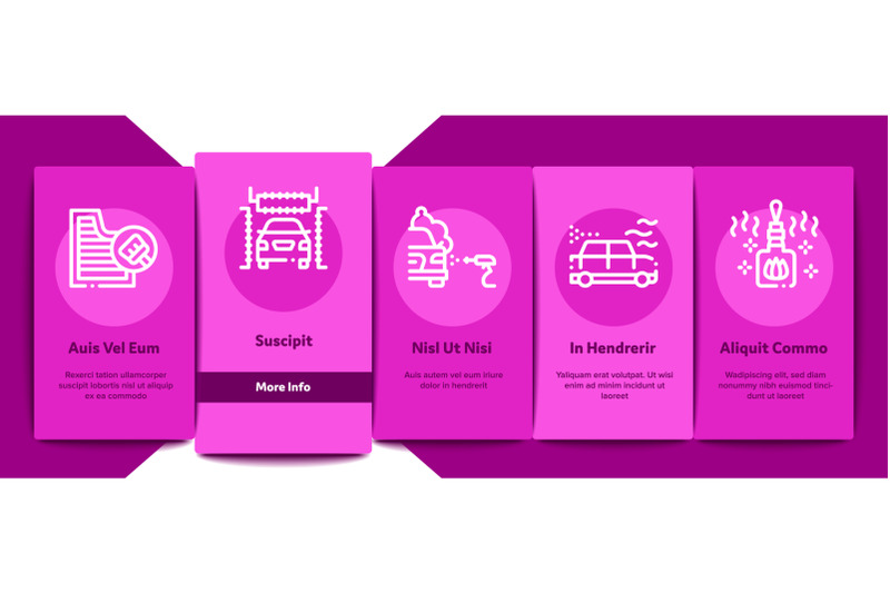 car-wash-auto-service-onboarding-elements-icons-set-vector