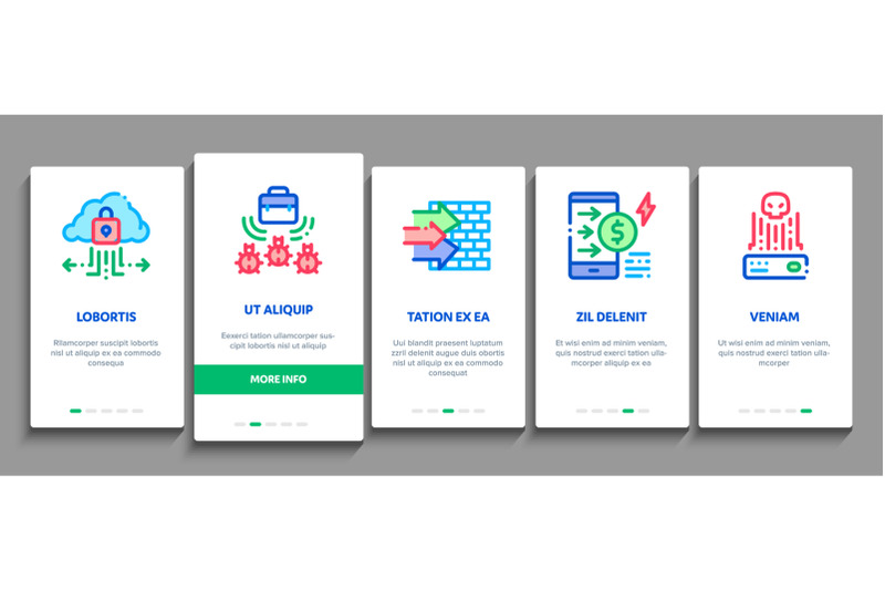 pentesting-software-onboarding-elements-icons-set-vector
