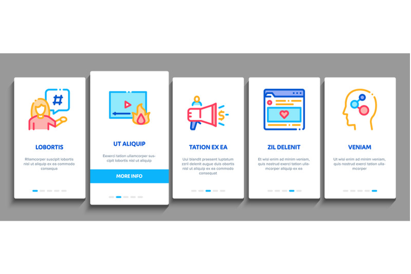 blogger-internet-social-channel-onboarding-elements-icons-set-vector