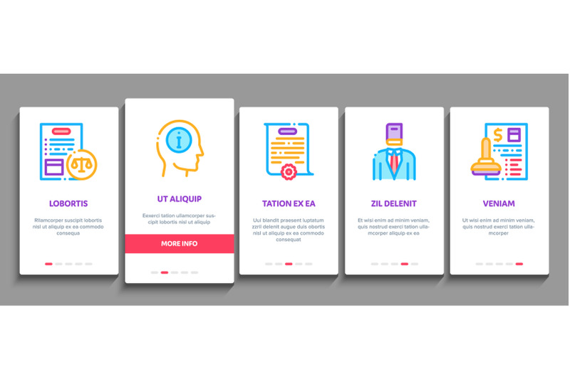 notary-service-agency-onboarding-elements-icons-set-vector