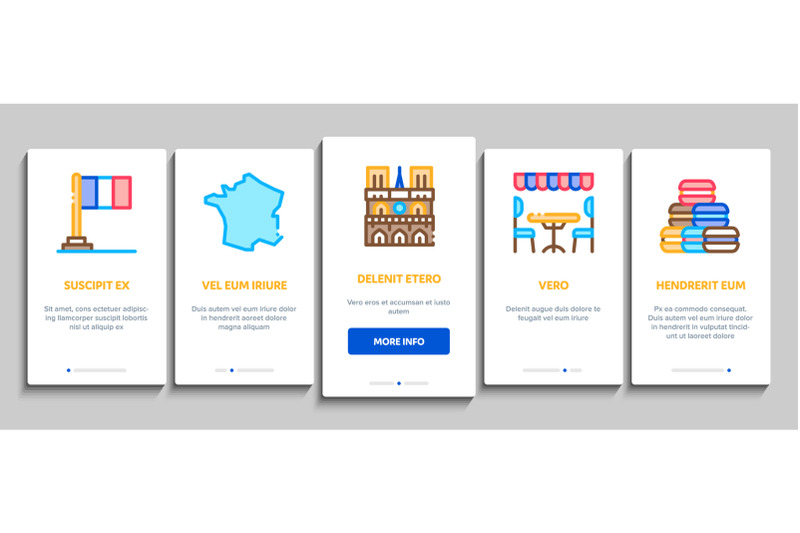 france-country-travel-onboarding-elements-icons-set-vector