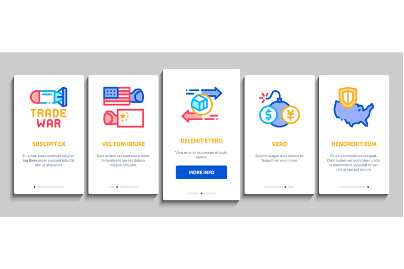 trade-war-business-onboarding-elements-icons-set-vector