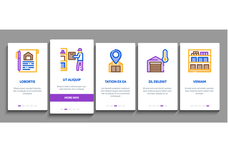 warehouse-and-storage-onboarding-elements-icons-set-vector