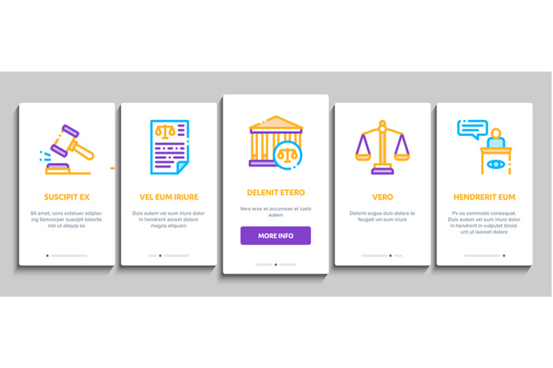 law-and-judgement-onboarding-icons-set-vector